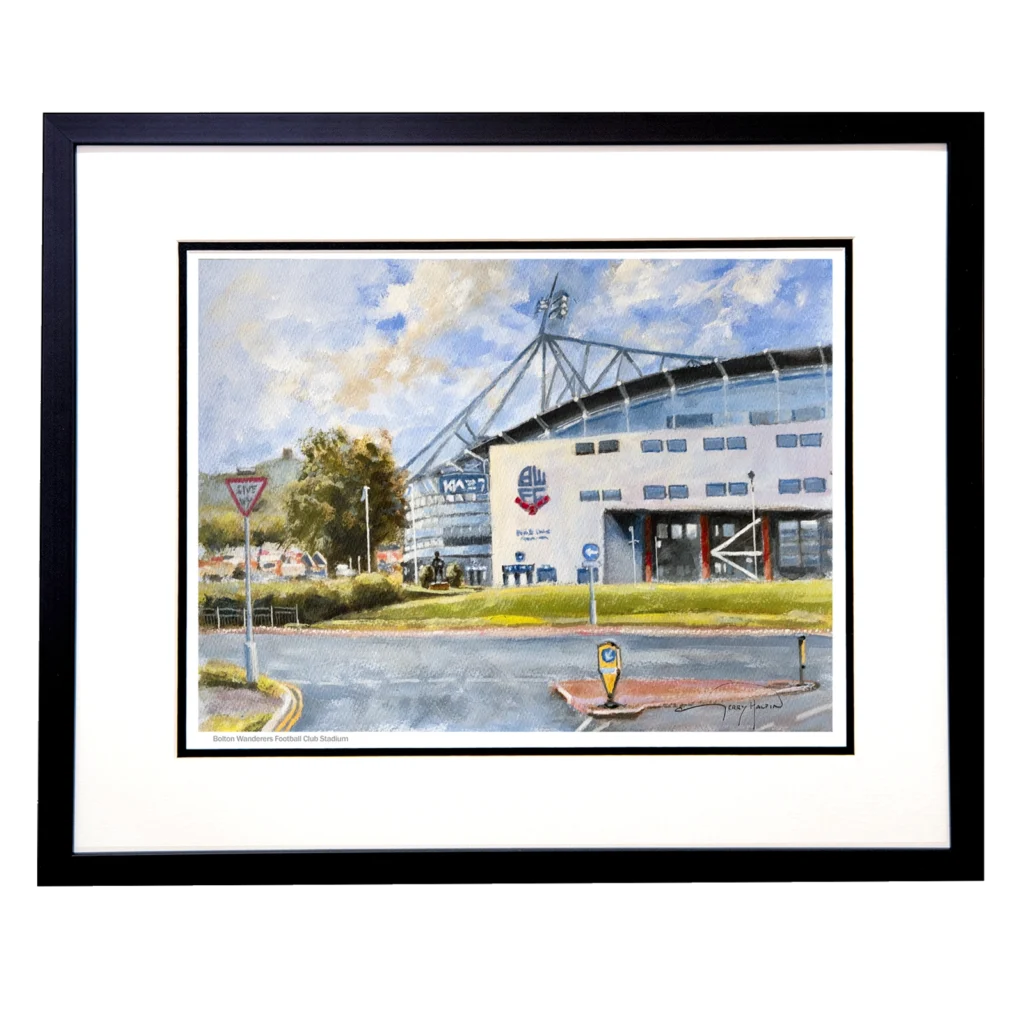 'Bolton Wanderers Football Club, Stadium'. Limited edition print by Gerry Halpin