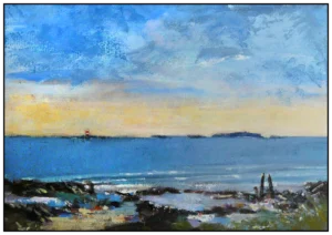 'Towards the Farne Islands, Bamburgh' Gerry Halpin. Original Painting.
