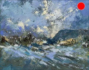 'Winter Snow, Noon Hill, Anglezarke'. Finalist in Lancashire Artist of the Year 2024.